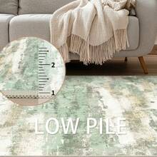 Elegant Cream-Colored Vintage Bohemian Style Area Rug, Soft Velvet Carpet For Living Room, Bedroom, Office - Unique Artistic Rug For Dorm, Game Room, Bathroom - Green - View 3