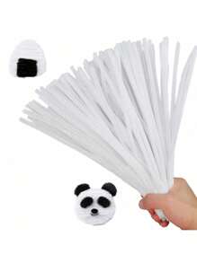 散装纯白色毛根清洁条：500/501/1000/1500 根装，附带分步视频教程，是工艺品制作、毛绒玩具制作、冬季主题装饰、大型 DIY 项目（雪尼尔绒条）、情人节派对装饰和创意学习的理想之选。