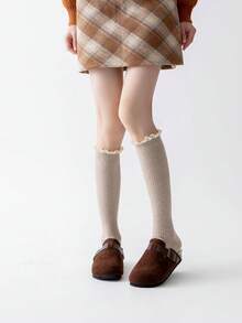 1双女士秋冬蕾丝袜，加厚保暖过膝袜 - 彩色 - 查看 11