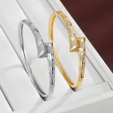 1pc Geometric Hollow Triangle Prism Design Cubic Zirconia Women Bracelet - Multicolor - View 6