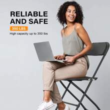 10 Pack Black Plastic Folding Chair, Indoor Outdoor Stackable Seat - 黑色 - 查看 8