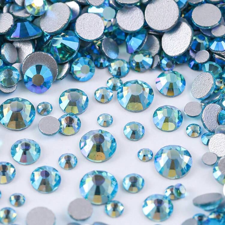 288/1440 件 SS16 SS20 SS30 多色 AB 玻璃美甲水钻水晶闪光钻石非热熔平底 3D 装饰工艺配件工匠 DIY 爱好者 - 装饰时尚适合玻璃制成的美甲 - 适合装饰定制个性化 - 彩色 - 查看 25