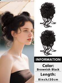 2 Peças Acessórios para Coque Bagunçado, Scrunchies Elásticos de Cabelo Encaracolado Sintético para Mulheres, Adequado para Penteados de Casamento Femininos - Multicolorido - Visão 18