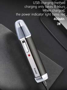 Kemei KM-6630 热销电动剃须刀，4 合 1 耳/眉/鼻毛修剪器套装，可充电男士多功能胡须修剪器，面部脱毛套装（1 件装） - 黑色 - 查看 6