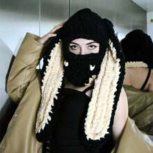 1 件女式多色超大兔耳帽，温暖厚针织帽，可爱百搭，适合日常、休闲、派对场合滑雪面具情人节 - 口罩款 - 查看 20