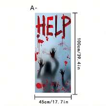 1/2 Pieces, Halloween Style Horror Pattern Window Film Decal - Large Size Halloween Red Blood Handprints Footprints "HELP / DO NOT ENTER" Decorative Design, Horror Ghost Shadow, Anti-Peeping Privacy Window Film, Enhance Your Home Decoration Halloween Decor Christmas Decoration Thanksgiving Wedding Home Decor Home Decor Fall Decor Autumn Decor Birthday Decorations For Gifts Party Supplies Indoor Holiday Festival Decor Wall Decor Halloween Ornaments - Multicolor - View 9