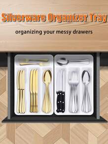 1 pièce Boîte de rangement pour couverts, boîte de rangement pour argenterie, plateau de rangement pour tiroir de cuisine, en matériau plastique PP, convient pour le plan de travail de la cuisine, le rangement dans les tiroirs, les couverts, les baguettes, le compartiment de rangement des ustensiles