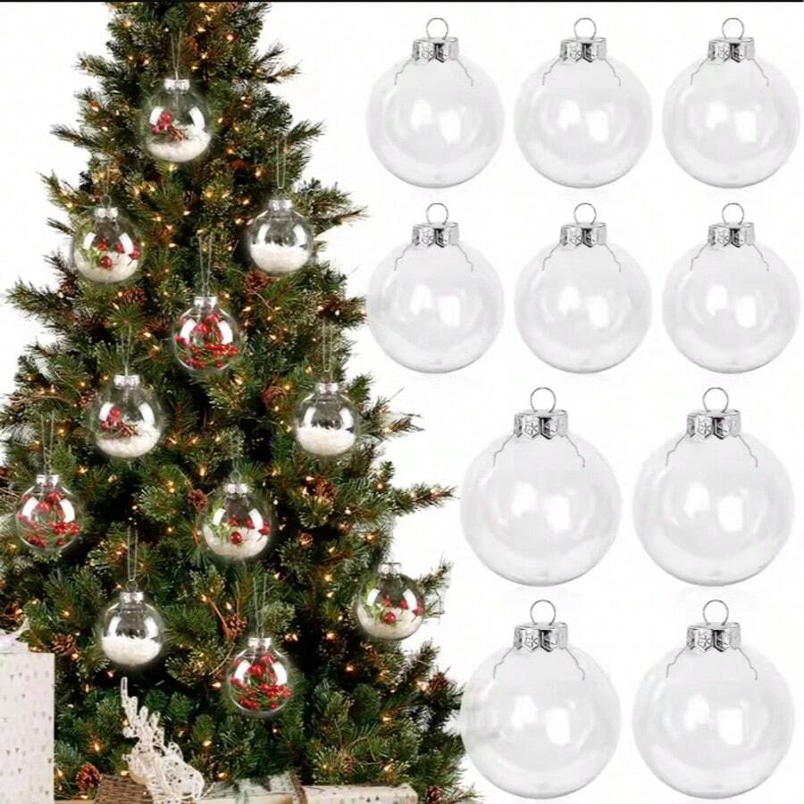 透明塑料圣诞球可填充装饰圣诞树挂饰球吊坠 2026 圣诞节家居装饰礼物