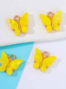 10pcs/Pack Random Color Acrylic Butterfly Pendant Charms, DIY Craft Supplies For Earrings, Necklaces, Keychains, Bracelets