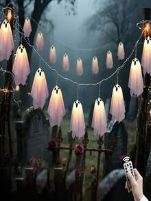 万圣节鬼灯。万圣节灯 - 恐怖装饰 - 鬼屋装饰 - 荧光万圣节物品 - 适用于鬼屋、门廊、庭院、派对装饰，带遥控器 8 种灯光模式 - 电池盒供电（不含电池）万圣节装饰灯家居装饰派对装饰万圣节装饰房间装饰万圣节花园装饰礼物仙女