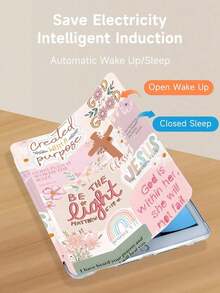 Collage Pattern Case Compatible With IPad 10th Generation,IPad 7/8/9 10.2inch,Cover Compatible With IPad A9 Plus 10.95 Inch,Compatible With Huawei MatePad 10.4 Inch/ Tab,With Pen Holder/Anti-Fall/Automatic Sleep/Wake Lid - 白色 - 查看 5