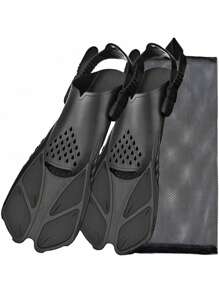 1 par de zapatos tipo rana con aletas largas, ajustables con hebilla y punta abierta, ligeros y adecuados para adultos hombres y mujeres, para viajes, natación, esnórquel y buceo