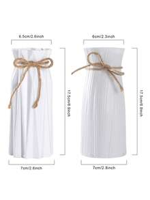 Jarrón de plástico, altura 17,5 cm, jarrón de diseño de origami para pasto pampa, jarrón de plástico de unicolor, jarrón para flores artificiales de apariencia cerámica, para decoración central de mesa, decoración de granja rústica, oficina, hogar, sala de estar, decoración festiva, regalo, decoración del hogar, jarrón de vidrio - Blanco - Ver 9