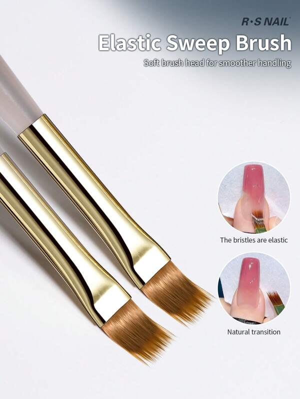 RS NAIL Pennello per arte di unghie sfumata RSNAIL, setole più ampie e morbide, pennello per sfumature con manico in acrilico comodo, facile da usare, materiale liscio e durevole, pennello per smalto gel e decorazione unghie, perfetto per principianti e professionisti