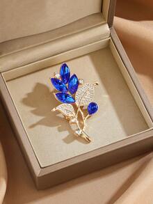 1pc Floral Rhinestone Decor Minimalist Zinc Alloy Brooch - A - View 2