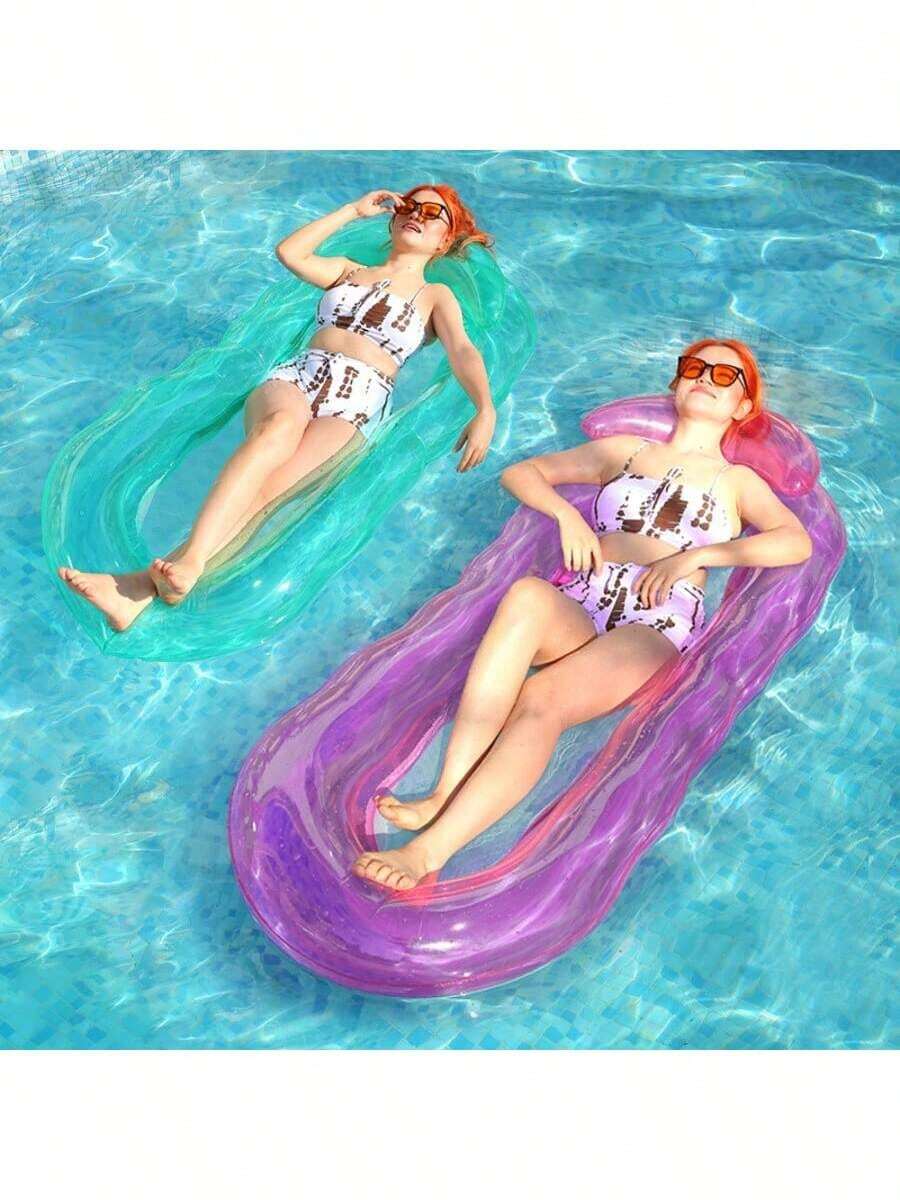1pc Thickened New Inflatable Water Lounge Chair Foldable, Easy To Carry For Adults With Mesh Floating Bed And Water Swimming Ring, Enjoy Holiday Sunshine Inflatable Lounge Chair - Multicolor - View 1