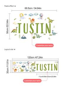 1pc Extra Large 120*30cm Cartoon Dinosaur Wall Sticker, Self-Adhesive Removable PVC Wall Decal For Living Room, Entryway, Bedroom, Girls/Boys Room, Kids Room, Baby Room Nursery Decor,Multi-Functional,Ornamental,Letter,Stylish,Modern,Colorful,Kawaii,Adorable,Cute,Casual,Custom,Personalised,Unique,Customized,Son,Daughter Back To School