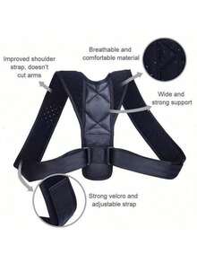 1pc Adjustable Back Support Brace, Elastic Posture Corrector For Home, Office, Sports - Multicolor - View 10