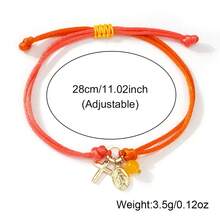 1pc Fashionable Minimalist Gold Cross Bracelet, Jesus Bracelet, Woven Red Rope Adjustable Bracelet, Birthday Gift, Valentine's Day Gift, Anniversary Gift - Multicolor - View 6