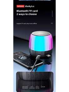 Lenovo 联想 ThinkPlus K3 Plus 蓝牙 5.2 音箱 低音炮 便携式播放器 RGB 灯音箱 防水 USB 户外音箱 中文包装 - 黑色 - 查看 6