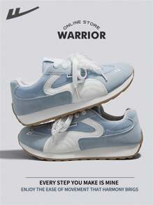 WARRIOR 女款武士健身鞋春夏舒适简约风格休闲时尚运动鞋全年适用耐磨全天穿着训练运动鞋跑步鞋 - 藍/白 - 查看 4