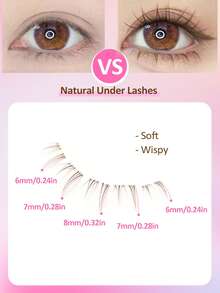 Rikuaild 100pcs DIY Brown Lower Lashes, Anime Lashes, Natural Soft Brown Cartoon Lashes For Eyelash Extension, Beginner Friendly Korean Style, Transparent Band C-Curl Cluster Individual Lower Lashes - C - View 5