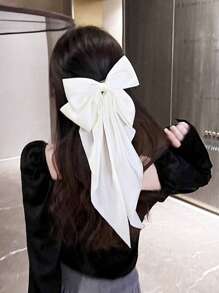 6/1pc Large Bow Hair Clips, Women Accessories, Hair Accessories For Women Girls Long Tail Silky Ribbon Hair Clips Flirty Bow Accessories For Daily Wear, Autumn Summer Hair Accessories