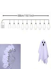 3 Meter Halloween Geist Eiszapfen Dekorations Lichterkette, geeignet für Spukhaus, Veranda, Garten und Party Dekoration, 8 Beleuchtungsmodi - batteriebetrieben (Batterien nicht enthalten) Halloween Dekolicht Heim Dekoration Party Dekoration Halloween Dekoration Raum Dekoration Halloween Garten Dekoration als Geschenk Fairy