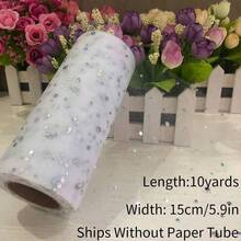 Polka Dot Sequin Mesh Rolls - 10/50 Yards Polka Dot Mesh Netting For Christmas/New Year/Valentine/Wedding/Birthday/Halloween Decoration Tutu Skirts, Gift Wrapping, Party Decor