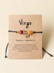 Zodiac Bracelet Women Men Crystal Stone Beaded Bangles Handmade Weave Braid Gift Ideas Aries Taurus Gemini Cancer Leo Virgo Libra Scorpio Sagittarius Capricorn Aquarius Pisces For Brother Sister