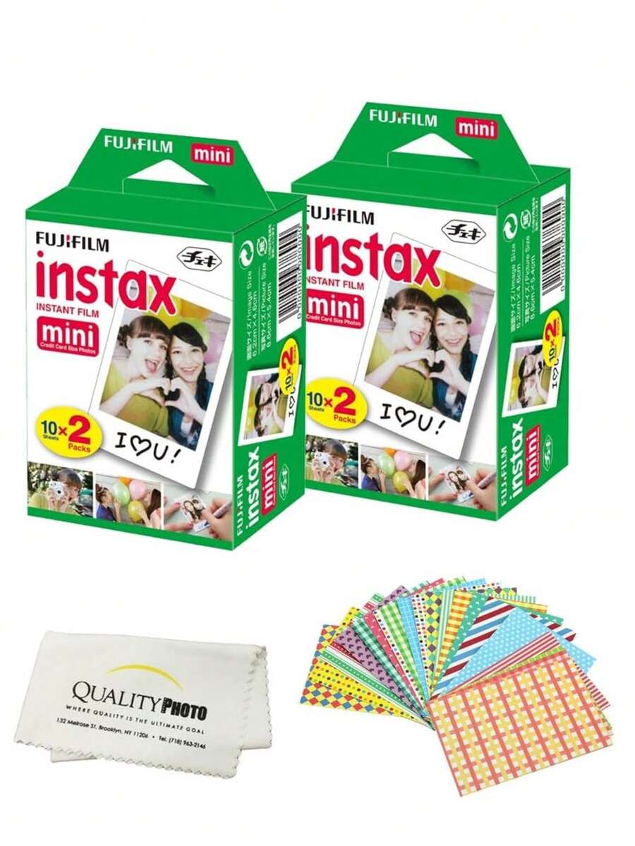 Fujifilm Mini Instant Film For Fujifilm Mini 8, 9 11 Cameras Bundled With Custom Frame Stickers And Quality Photo Microfiber Cloth (40 Films) - 40 Sheets - 查看 1