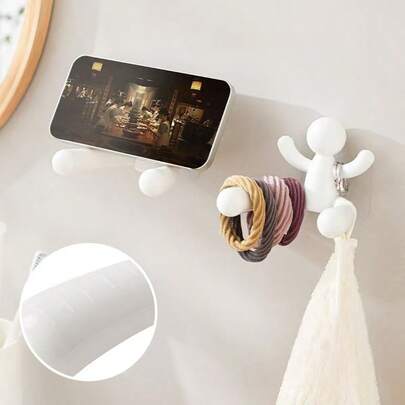 1 pièce Petit crochet en forme de figurine multifonctionnel, support mural pour élastiques à cheveux, porte-clés, organisateur de bijoux, support de téléphone