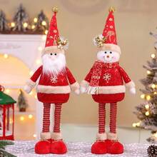 Weihnachtsdekoration, schöne rote Streckpuppe Weihnachtsdekoration Ornament Cartoon Stoff Schneemann Elch Weihnachtsmann Festival DIY Dekoration - Verschiedenfarbig - Übersicht 6