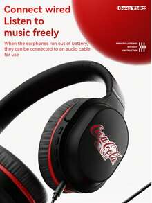 Coca Cola Co-Branded T18 Bluetooth Headphones Touch Control + 46dB Noise Cancellation | Bluetooth 5.3 | 30H Battery Life | With Microphone - one-size - View 4