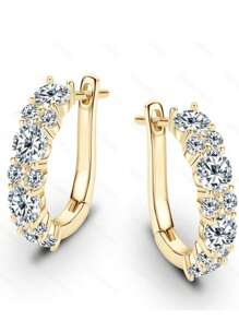 1 Pair Of Luxury Sparkling Luxury Earrings Micro-Set Zirconia Fine Jewellery Women's Versatile Earrings For Parties, Birthdays, Festivals, And Weddings, Can Be Given To Friends.