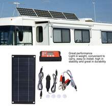 Kit de Panel Solar Monocristalino de 600W con Controlador de Carga de 100 A, Portátil Ligero para Aplicaciones de la Red de Botes de Vehículos Recreativos - Negro - Ver 5