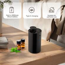 Waterless Essential Oil Diffuser (Black, 60x40cm) – Battery-Operated Nebulizer (20mL) | 3 Timers & Mist Levels (Home/Car/Office) - Black - View 6