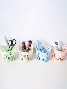 4pcs Creative Pen Holder With Circular Mesh Desktop Storage Basket, Organizer Bin - Multicolor - View 6