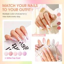 ROSALIND 24 Pcs Jelly Gel Nail Polish Set Long Lasting 20 Bottle Sheer Nude Pink Shade UV Gel Polish With 4 Bottle Base Top Coat Matt Glitter Top Coat Gel Nail Kit For Women Girls DIY Nail Art Design - RRTC24-013 - 查看 5