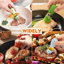 2x Oil Dispenser With Brush 180 Ml, 2-In-1 Glass Oil Storage Bottle With Silicone Brush Dispenser, Olive Oil Dispenser Bottle, Squeeze Dropper For BBQ, Baking & Cooking - Brown - View 4