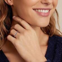 Birthstone Rings Eternity Band 925 Sterling Silver/Yellow Gold Created Gemstone Stackable Wedding Band Half Eternity Rings For Women Size 6 To 102025 - 01. 一月 / 創建石榴石 - 查看 10