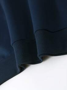 Men's All-Match Crew Neck Sweatshirt, Minimalist Design, Versatile Casual Wear, Essential For Layering, Suitable For Everyday Light Wear, Spring/Autumn - Navy Blue - View 7