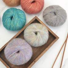 6 buc/pachet, 150 g fire de mohair cu sclipici metalic în total, material DIY manual pentru tricotat pulovere, eșarfe, pălării, mănuși calde și la modă în toamnă/iarnă