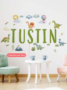 1pc Extra Large 120*30cm Cartoon Dinosaur Wall Sticker, Self-Adhesive Removable PVC Wall Decal For Living Room, Entryway, Bedroom, Girls/Boys Room, Kids Room, Baby Room Nursery Decor,Multi-Functional,Ornamental,Letter,Stylish,Modern,Colorful,Kawaii,Adorable,Cute,Casual,Custom,Personalised,Unique,Customized,Son,Daughter Back To School