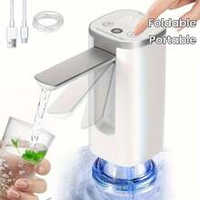 Pompa elettrica d'acqua portatile e pieghevole, con flusso regolabile - ricaricabile USB, batteria al litio 1200mAh, adatta per uso domestico, regalo perfetto per vacanze o San Valentino, dispenser d'acqua domestico | Design della pompa moderno | Pompa ricaricabile USB
