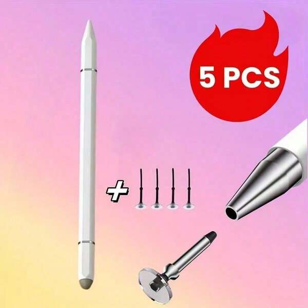 Set de 5 piezas: Bolígrafo táctil + 4 puntas de repuesto, bolígrafo táctil universal de alta precisión 3 en 1, compatible con iPad, tabletas y bolígrafo multifuncional para pantalla táctil