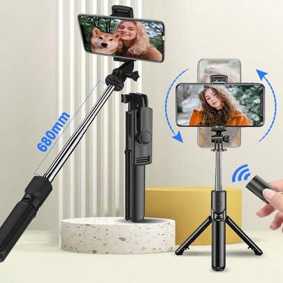 TOKQI 3-In-1 Wireless Selfie Stick Tripod - Portable Phone Holder Remote, Extendable For Travel Vlog, Live Streaming, Photography - Universal All Smartphones (IOS/Android)