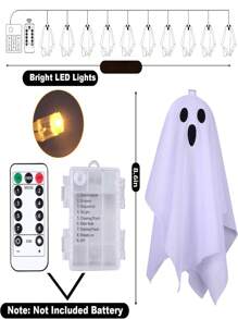 3 Meter Halloween Geist Eiszapfen Dekorations Lichterkette, geeignet für Spukhaus, Veranda, Garten und Party Dekoration, 8 Beleuchtungsmodi - batteriebetrieben (Batterien nicht enthalten) Halloween Dekolicht Heim Dekoration Party Dekoration Halloween Dekoration Raum Dekoration Halloween Garten Dekoration als Geschenk Fairy