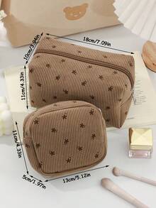 1 PC Brown Floral Octagon Bag Make Up Bag, Fashionable And Casual Large Capacity Portable Zipper Makeup Bags, Travel And Vacation Essentials Cosmetic Bags For Sanitary Napkins, Pouch Pads, Wired Earphones, Earpods, Headphones, Charger, Lipsticks, Cosmetics, Perfume, Skin Care And Beauty Products, Home Decor, School Girls, Keys, Holiday Gifts Makeup Travel Toiletry Organizer Essential, Christmas Gifts, Pouch, Travel, Pouch, Clutch / Small Handbag, Makeup Organizer, Pouch, Brush Holder, Mini Pouch, Large Capacity Pouch,Gifts For Women,Christmas Gifts,Gift Ideas For Women