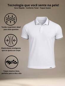 Men's Black Polo Shirt With Slim Fit And Elegant Casual Style - trắng - Xem 5